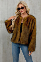 Plush Short Fur Open Cardigan Coat image 5