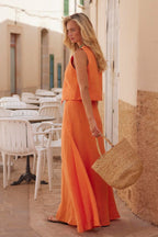 Cotton Linen Vest Swing Skirt Set image 9