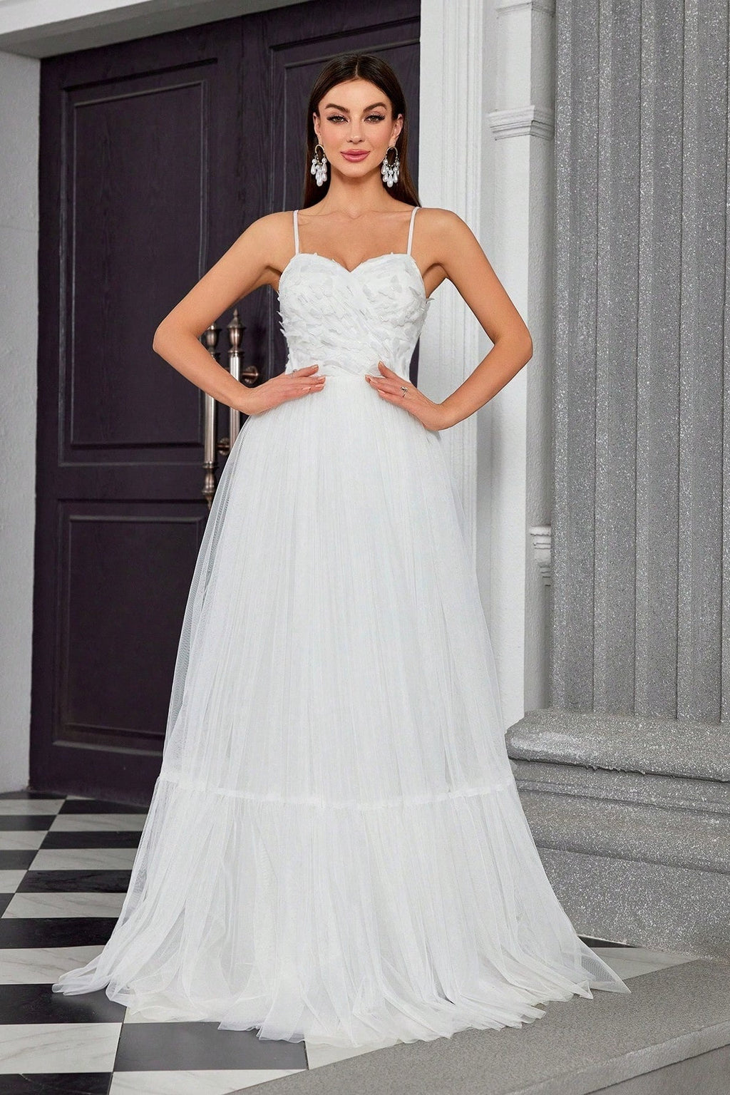 Spaghetti Bandeau Butterfly Tulle Elegant Reception Dress image 6