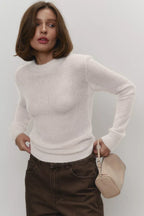 Sheer Blend Round Neck Knit Top image 3
