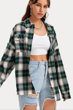 Plaid Stand Collar Button Shirt  Blouse image 2