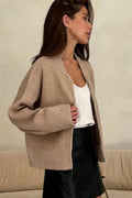 Pleated Knit O Neck Zipper Cardigan image 5