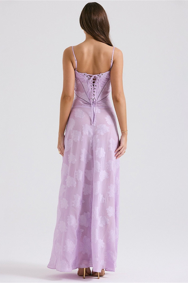 Lined Jacquard Satin Cami Maxi Dress image 10