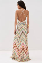 Striped Knit Cutout Texture Maxi Dress image 3