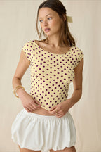 Cropped Fitted Retro Polka Dot T‑shirt image 4