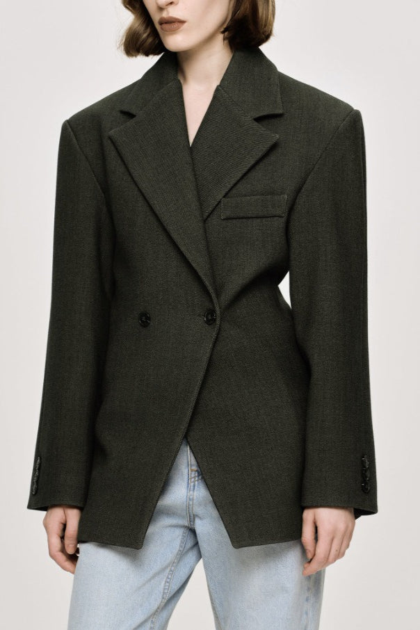 Vintage Double Lapel Loose Fit Blazer image 5