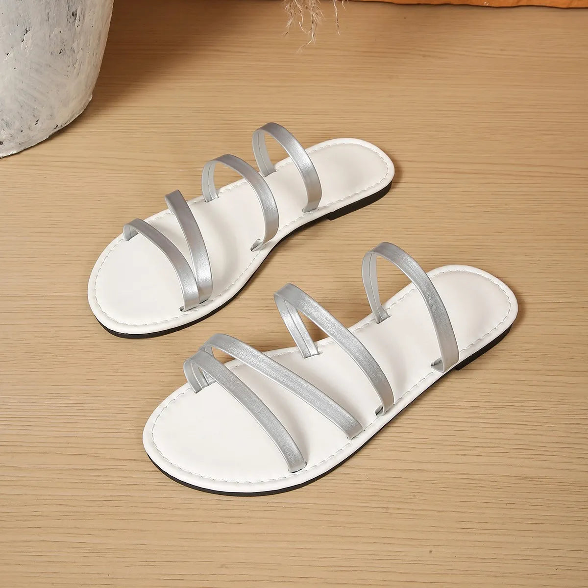 Marielle Strappy Sandals detail view styled for Avrienne