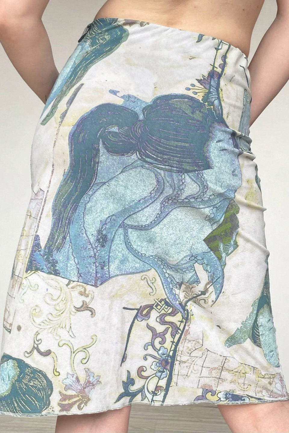 Abstract Print Mesh Bodycon Skirt image 4