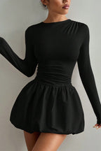 Fitted Stretchy Elegant Long Sleeve Tiered Mini Dress image 1