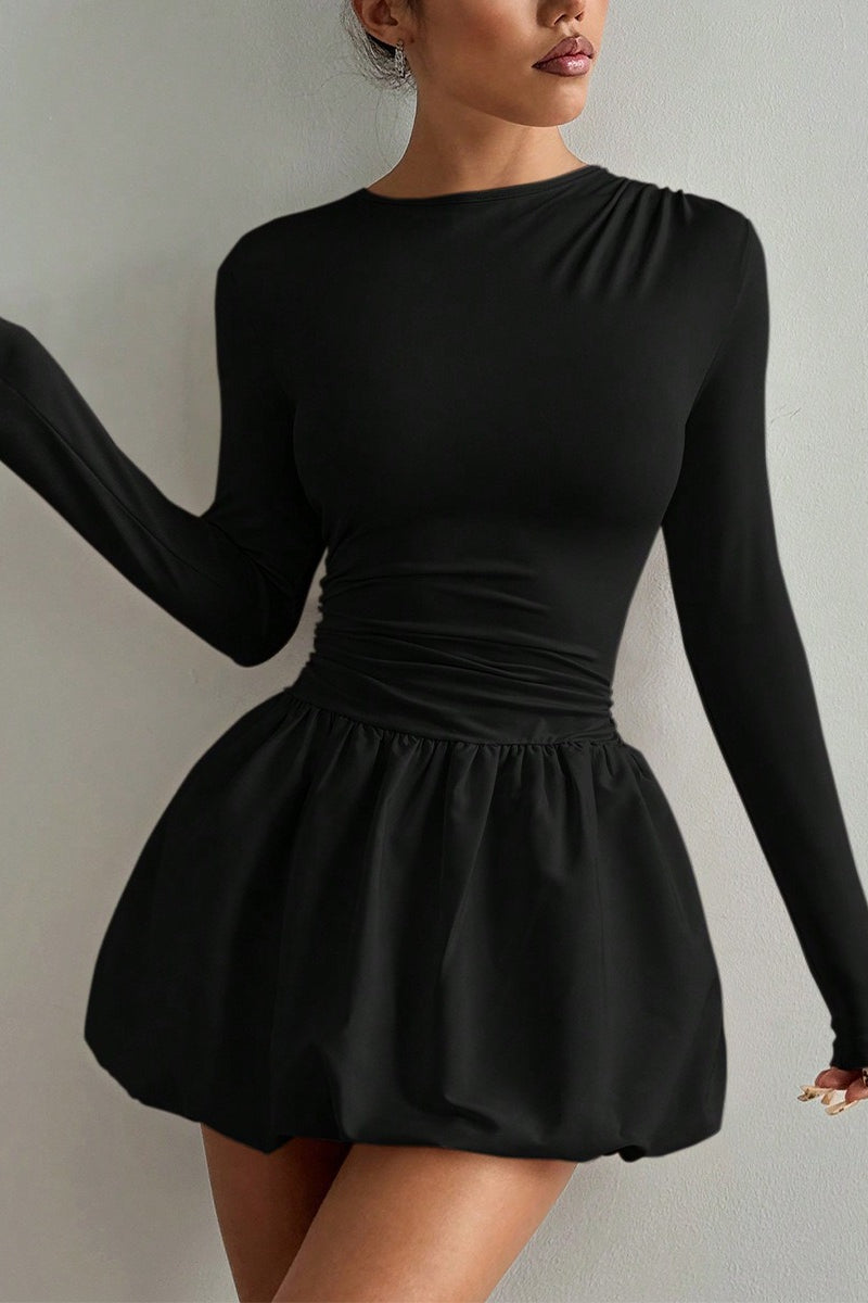 Fitted Stretchy Elegant Long Sleeve Tiered Mini Dress image 1