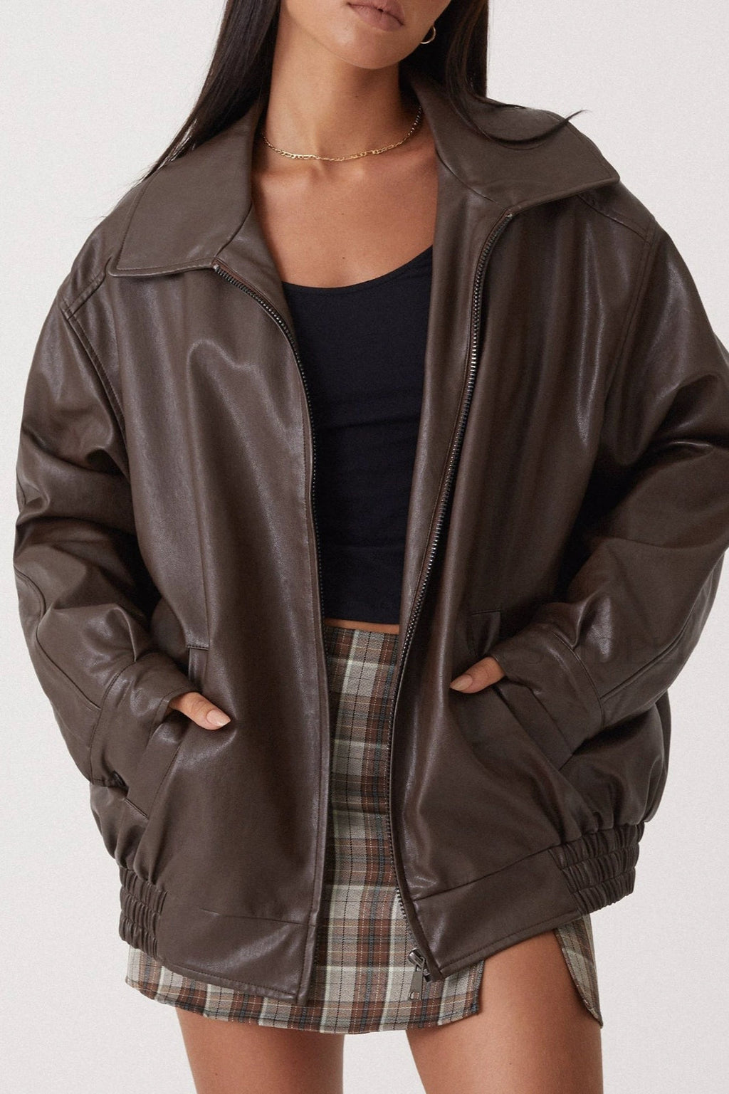 PU Leather Bomber Jacket image 1
