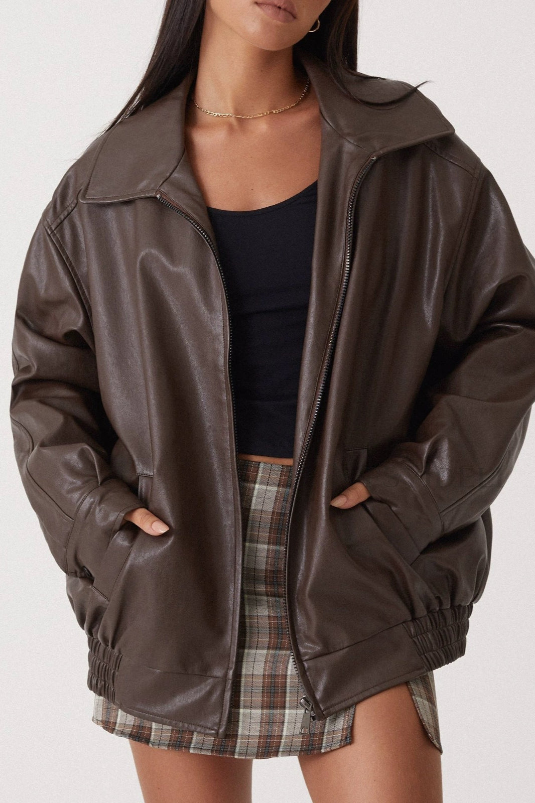 PU Leather Bomber Jacket image 1