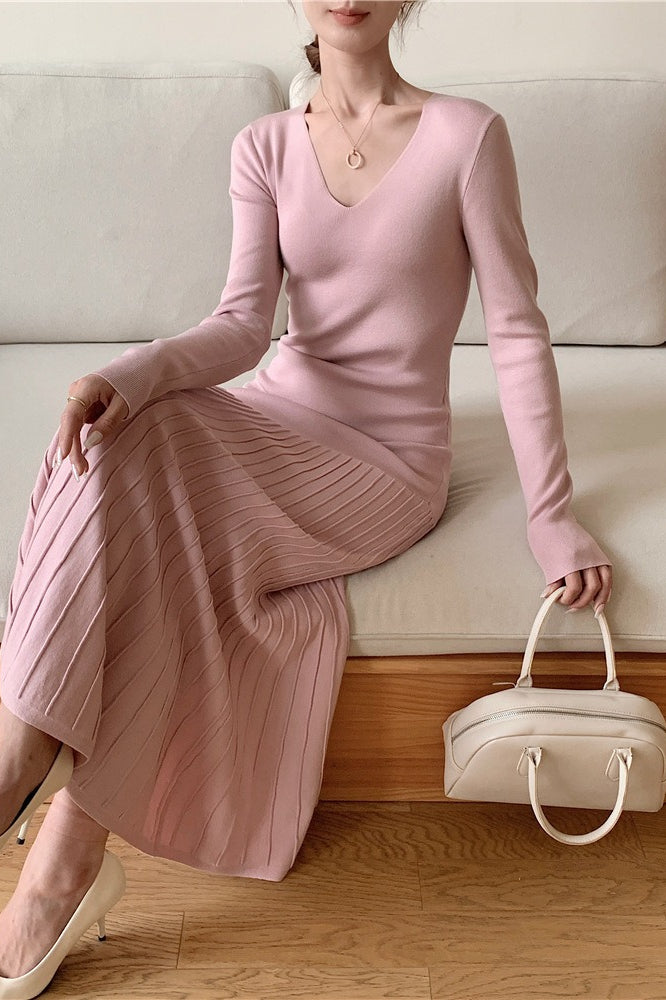Vintage Knit Fitted Mermaid Hem Maxi Dress image 5