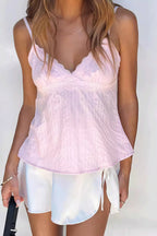 Solid Lace Trim Backless Slim Cami Top image 1