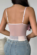 Floral Mesh Sexy Bustier Cami Top image 6