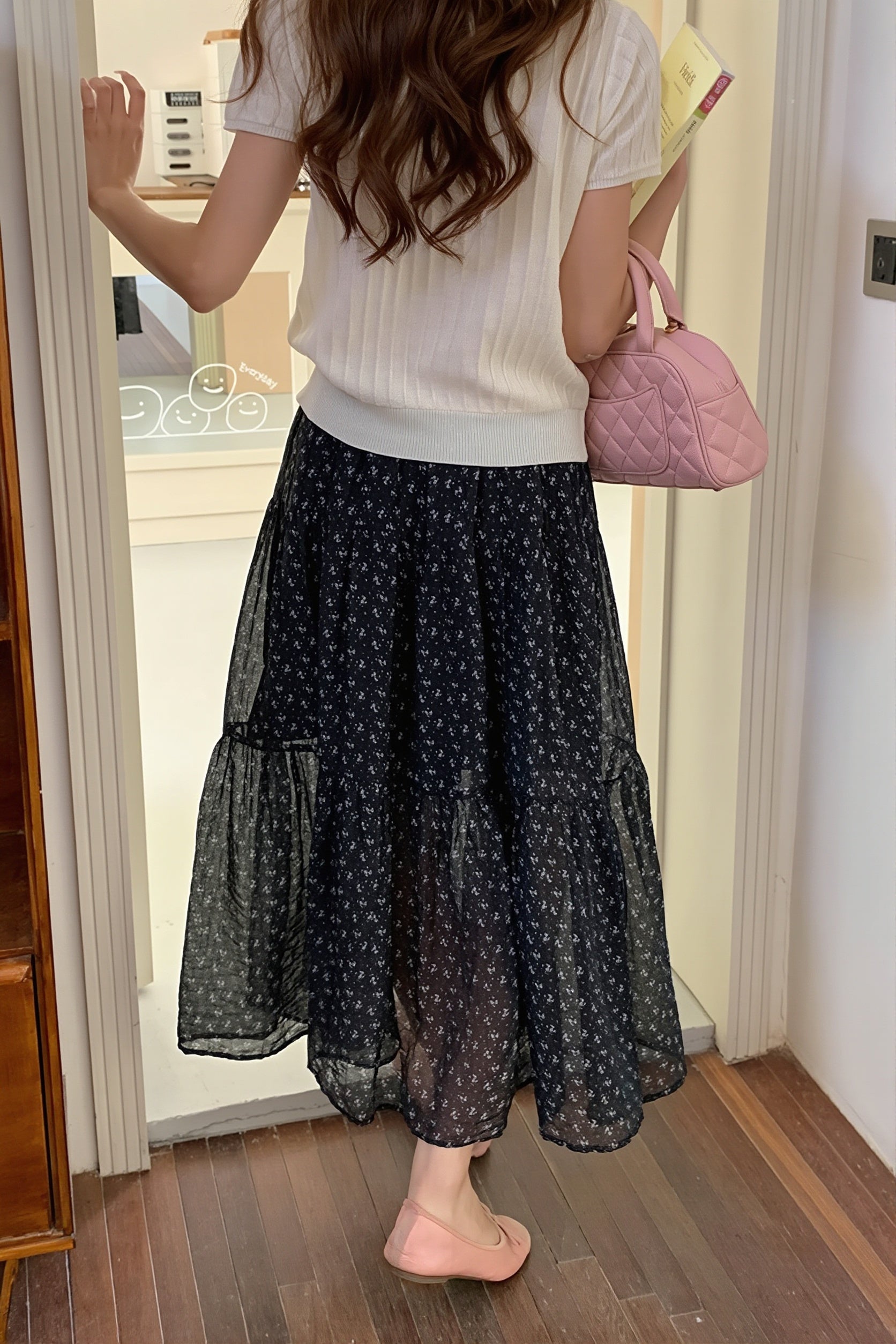 Sexy Floral Drawstring Waist Flowy Skirt image 3