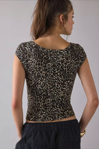 Square Neck Ribbed Printed T-shirt image 3