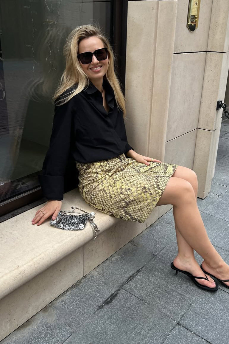 Snake Print High-Waist A-Line Skirt image 4