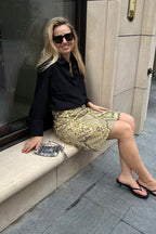 Snake Print High-Waist A-Line Skirt image 4