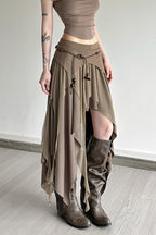 High Waist Irregular Layered Split Skirt image 3
