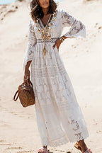 Tassel Lace Spliced Long Boho Dress image 1