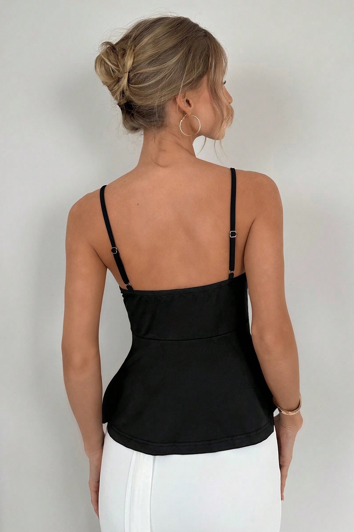 Sexy Minimal Solid Tie Slim Cami Top image 4