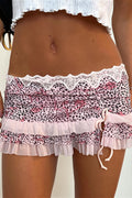 Ruched Lace Color Block Leopard Skirt image 1