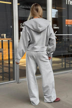 Zipper Hoodie Long Sleeve Wide Leg Pants Two Piece Set image 7