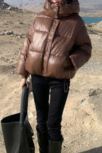 Cropped Plush Lined Oversized Puffer Jacket image 6