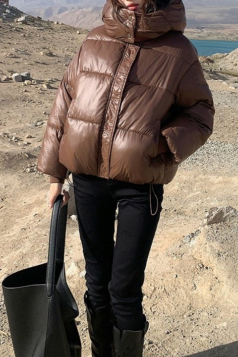 Cropped Plush Lined Oversized Puffer Jacket image 6