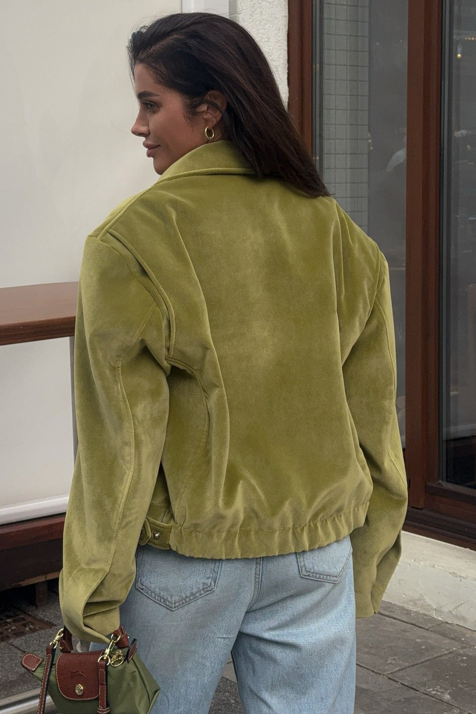 Solid Velour Collared Jacket image 4