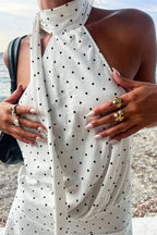 Polka Dot Halter High Waist Backless Mini Dress image 3