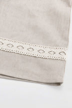 Cotton Linen V Neck Lantern Sleeve Loose Mini Dress image 7