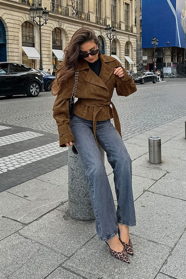 Belted Brown Suede Jacket image 4
