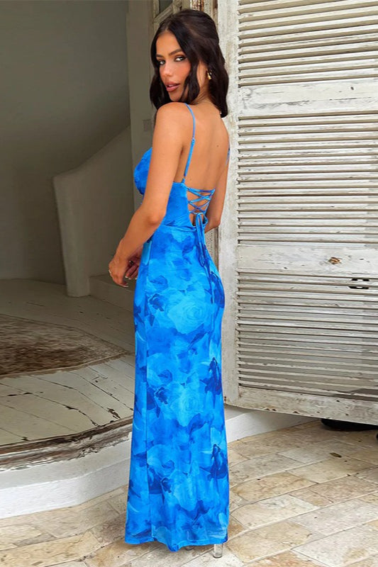 Floral Pouch Neck Sleeveless Bodycon Maxi Dress image 4