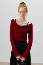 Burgundy Mock Two Piece Knit Top image 8