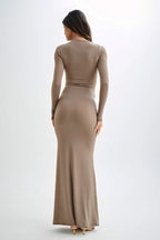 Long Sleeve Crew Neck Maxi Dress image 4