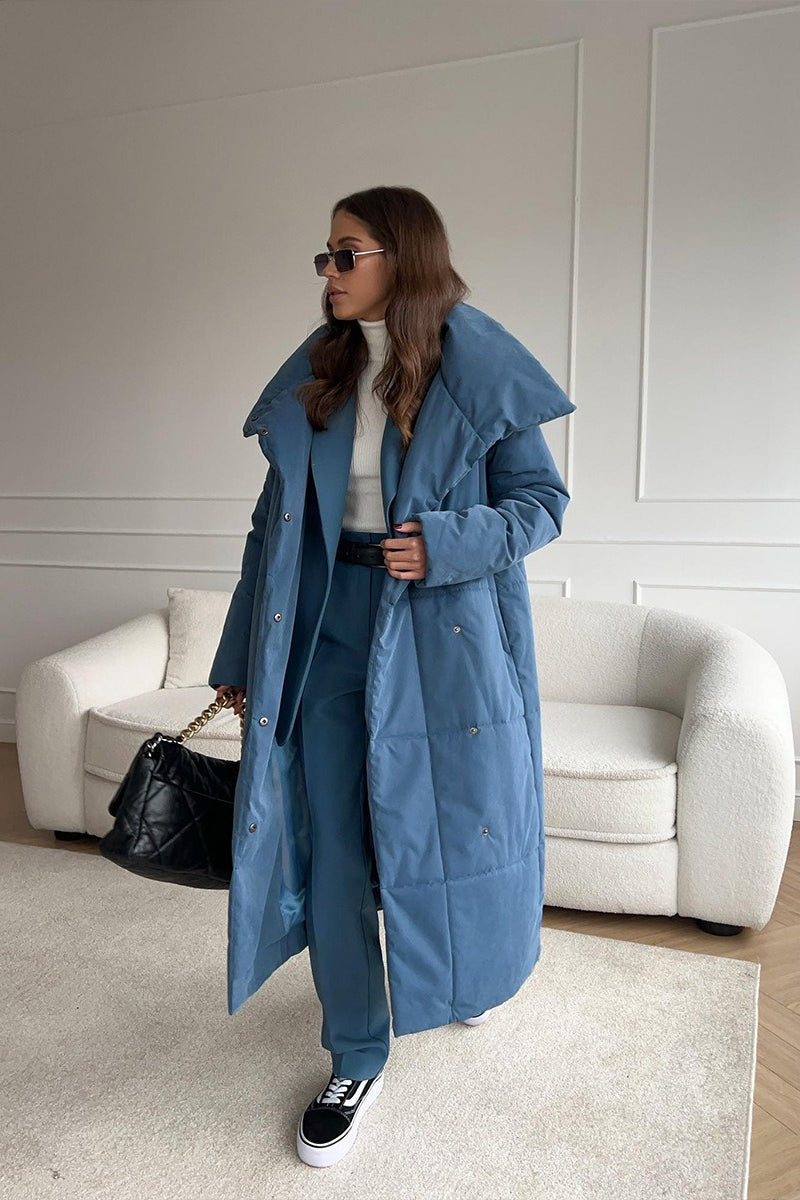 Long Stand Collar Relaxed Quilted Puffer Jacket image 16