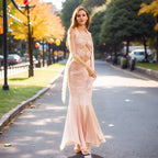 Early Fall Fish Tail Hollow Chiffon Prom Dress image 3