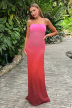 Gradual Print Chiffon Fashion Suspender Maxi Dress image 2