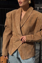 Suede Look Padded Blazer Coat image 2