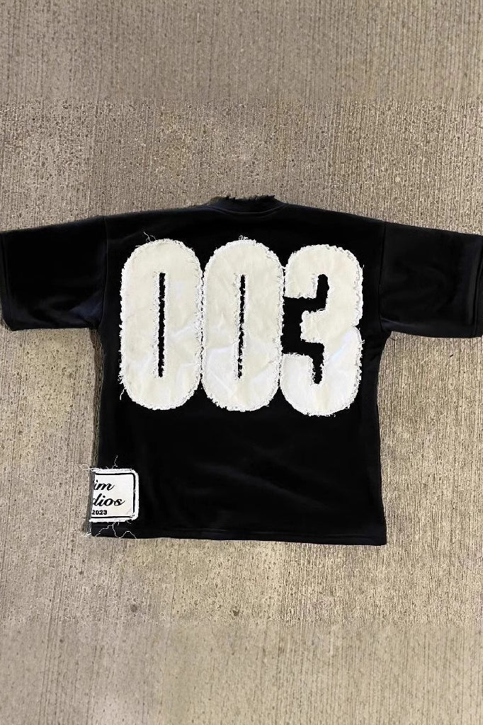 Street Pullover Letter Patch Loose Crew T-shirt image 3