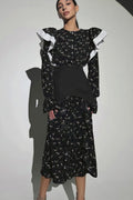 Detachable Waistband Long Sleeve Floral Skirt Set image 2
