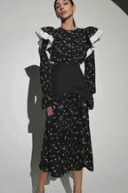Detachable Waistband Long Sleeve Floral Skirt Set image 2