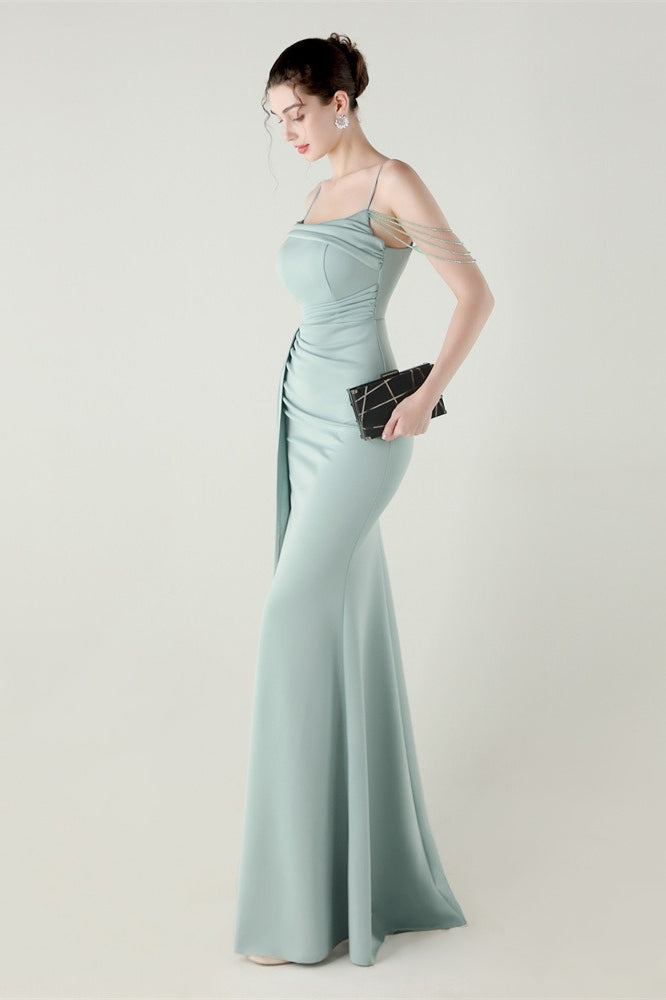 Satin Spaghetti Strap Mermaid Party Dress image 3