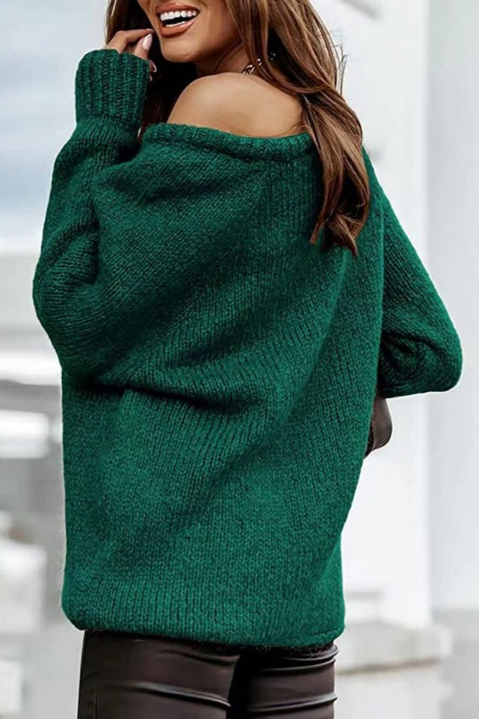 Off-Shoulder Crew-Neck Loose Knit Sweater image 5