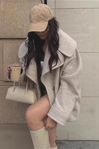 Vintage Solid Collared Long Sleeve Wool Coat image 2