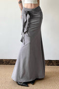Grey Bodycon Mermaid Maxi Skirt image 1