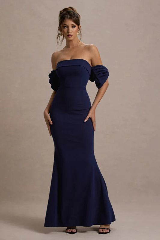 Elegant Fit-and-Flare Bubble Sleeve Strapless Party Dress image 4