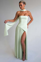 Solid Bustier High Slit Formal Dress image 9